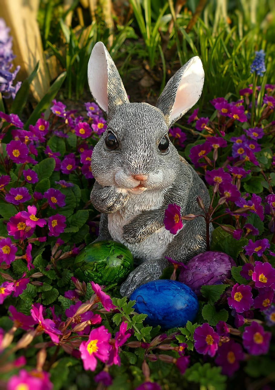 easter bunny, figure, hare, easter decoration, cute, funny HD wallpaper