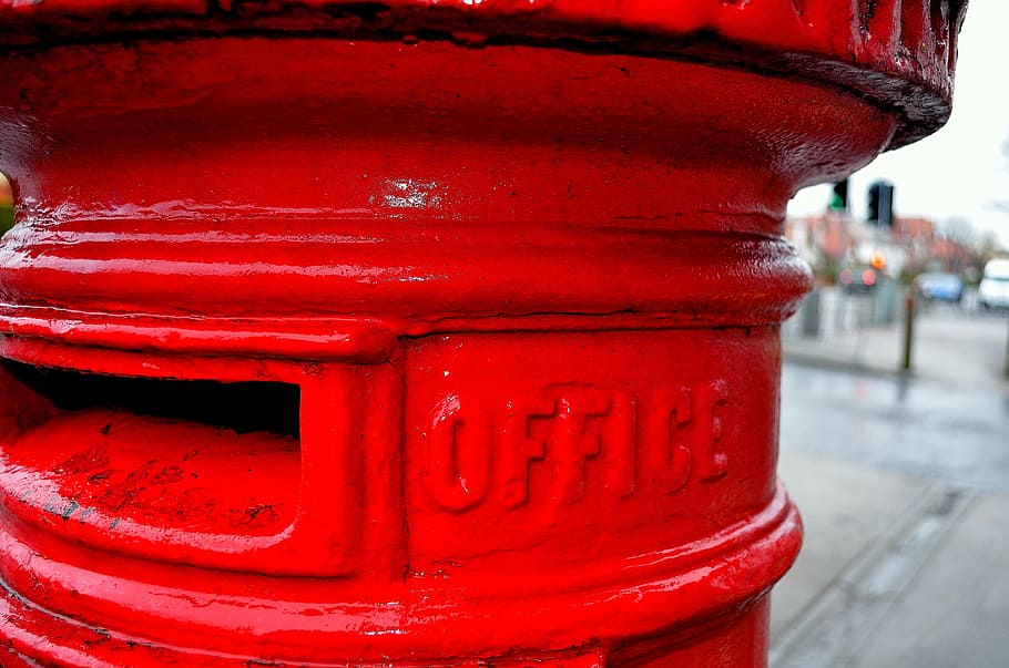 close-up photography of red office post, mailbox, background HD wallpaper