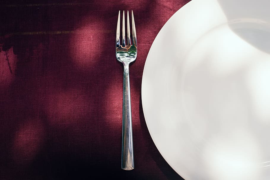 Fork and plate, food and Drink, objects, silverware, crockery HD wallpaper