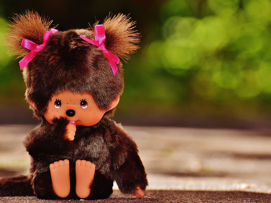 Hd Wallpaper Selective Focus Photo Of Teddy Bear Plush Toy Monchhichi Soft Toy Wallpaper Flare