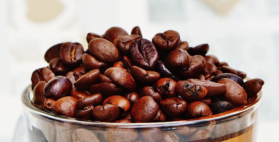 coffee beans in jar, cafe, roasted, caffeine, brown, aroma, coffee roasting, HD wallpaper