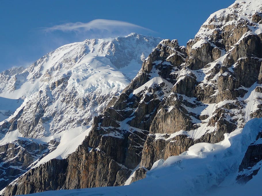 snow covered mountains during daytime, mount mckinley, glacier, HD wallpaper