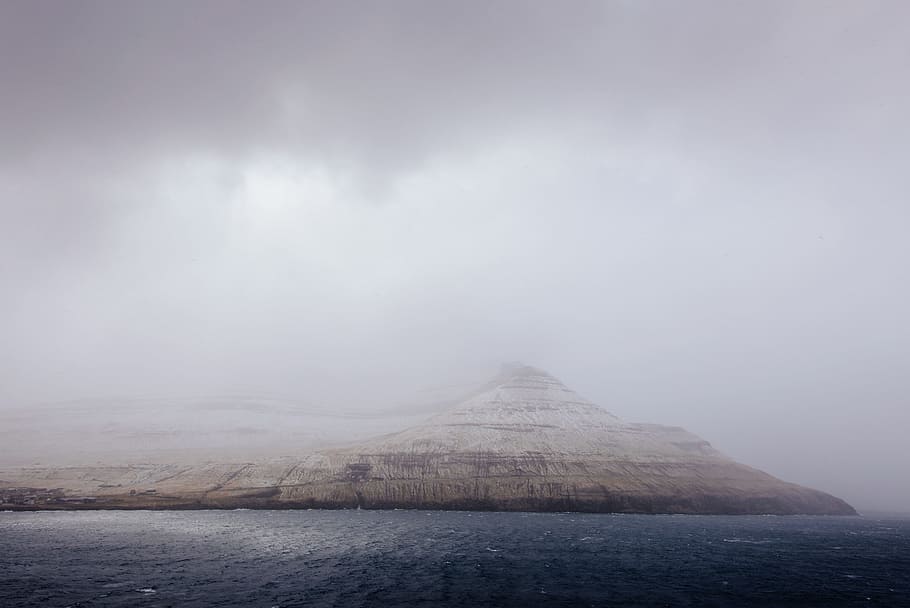 mountain, clouds, sky, travel, nature, adventure, trip, ocean HD wallpaper