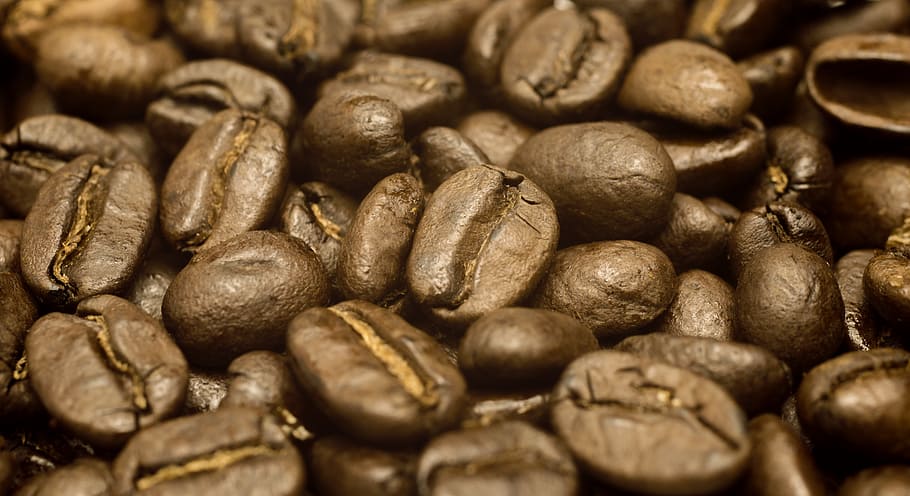 black coffee beans, brown, cafe, macro, food and drink, large group of objects HD wallpaper