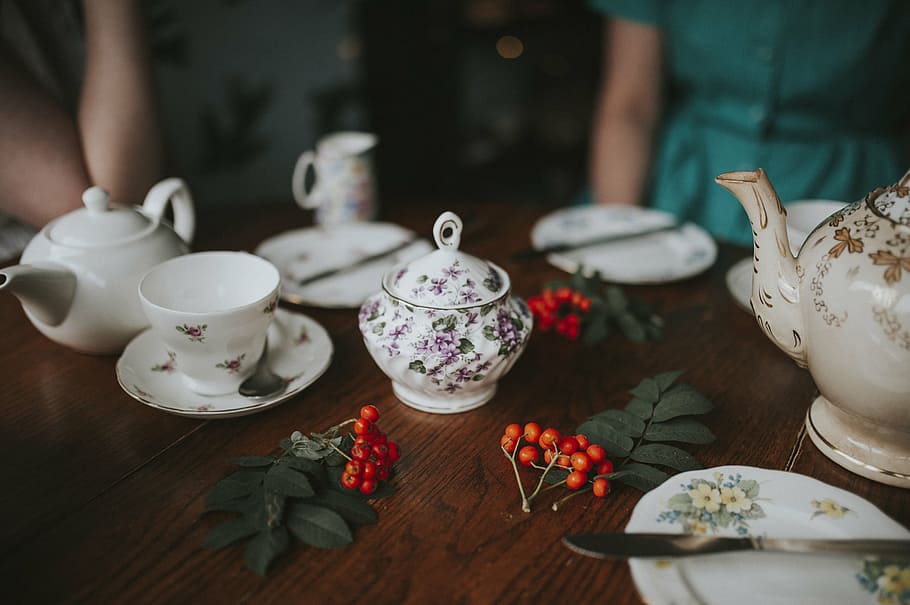 ceramic, cups, drink, flatware, table, tableware, tea, teapot HD wallpaper