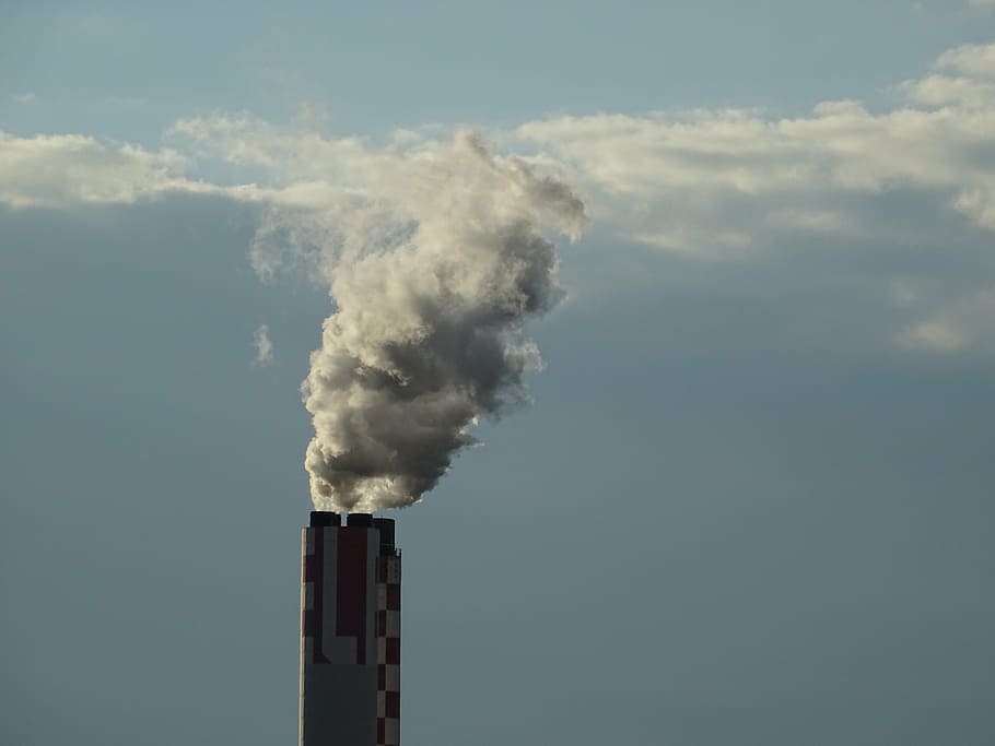 chimney, smoke, sky, clouds, industry, power plant, fireplace HD wallpaper