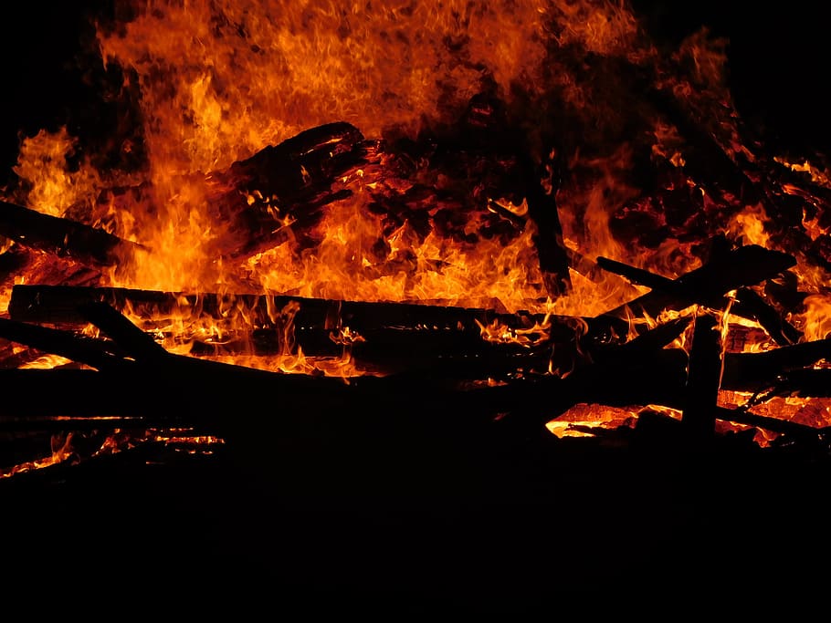 Flame, Burn, Campfire, Hot, Orange, close, heat, flame log fire HD wallpaper