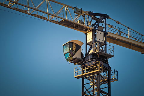 sky, crane, machine, high, baukran, crane operator, site, construction work HD wallpaper