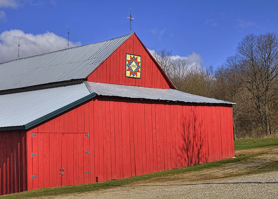barn, rustic, barns, quilt, quilt barn, red, ohio, digital art HD wallpaper