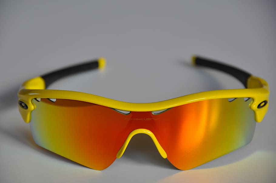 Hd Wallpaper Orange Sports Sunglasses With Yellow Frames Oakley Radar Sports Eyewear Wallpaper Flare