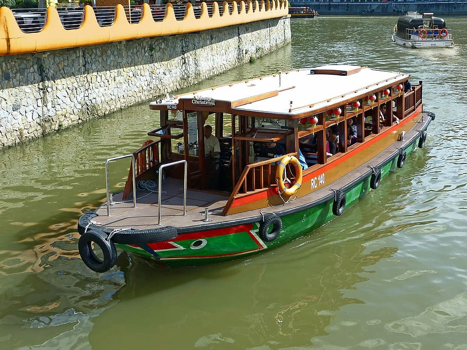 photo of green and brown barge during daytime, nautical Vessel HD wallpaper