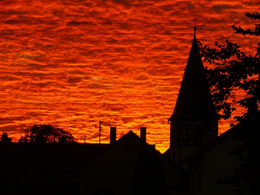sunset, clouds, sky, evening sky, abendstimmung, romantic, afterglow HD wallpaper