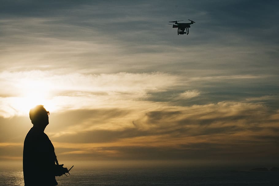 sunset, dawn, silhouette, sky, flying, cloud - sky, water, sea HD wallpaper