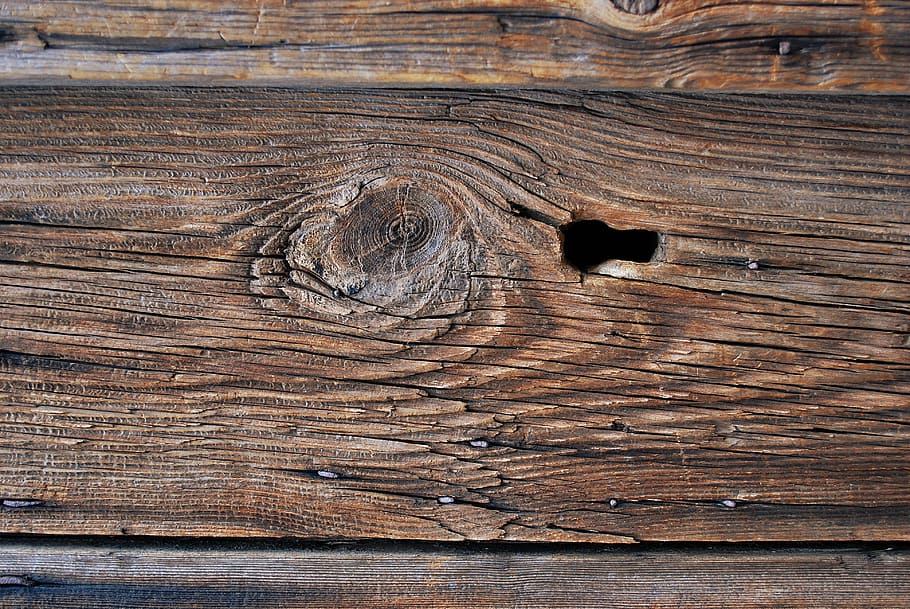 brown wooden plank with hole, board, rub, keyhole, invoice, texture, HD wallpaper