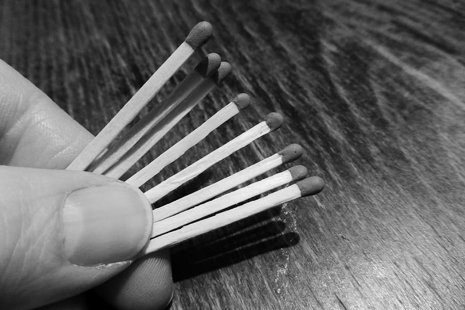 Matches, Sticks, Head, match head, human hand, wood - material