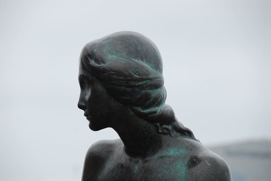statue, sculpture, art, bronze, travel, little mermaid, copenhagen