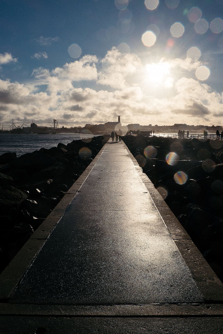 Sea promenade, landscape, sky, pier, nature, dark, no People HD wallpaper