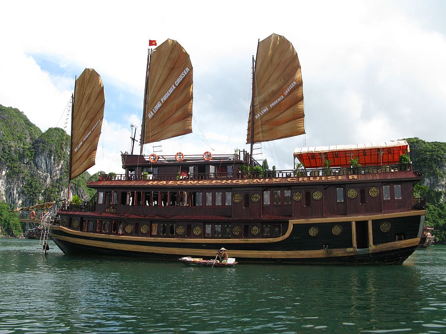 ha long bay, vietnam, ship, halong bay, hanoi, boat, nautical vessel