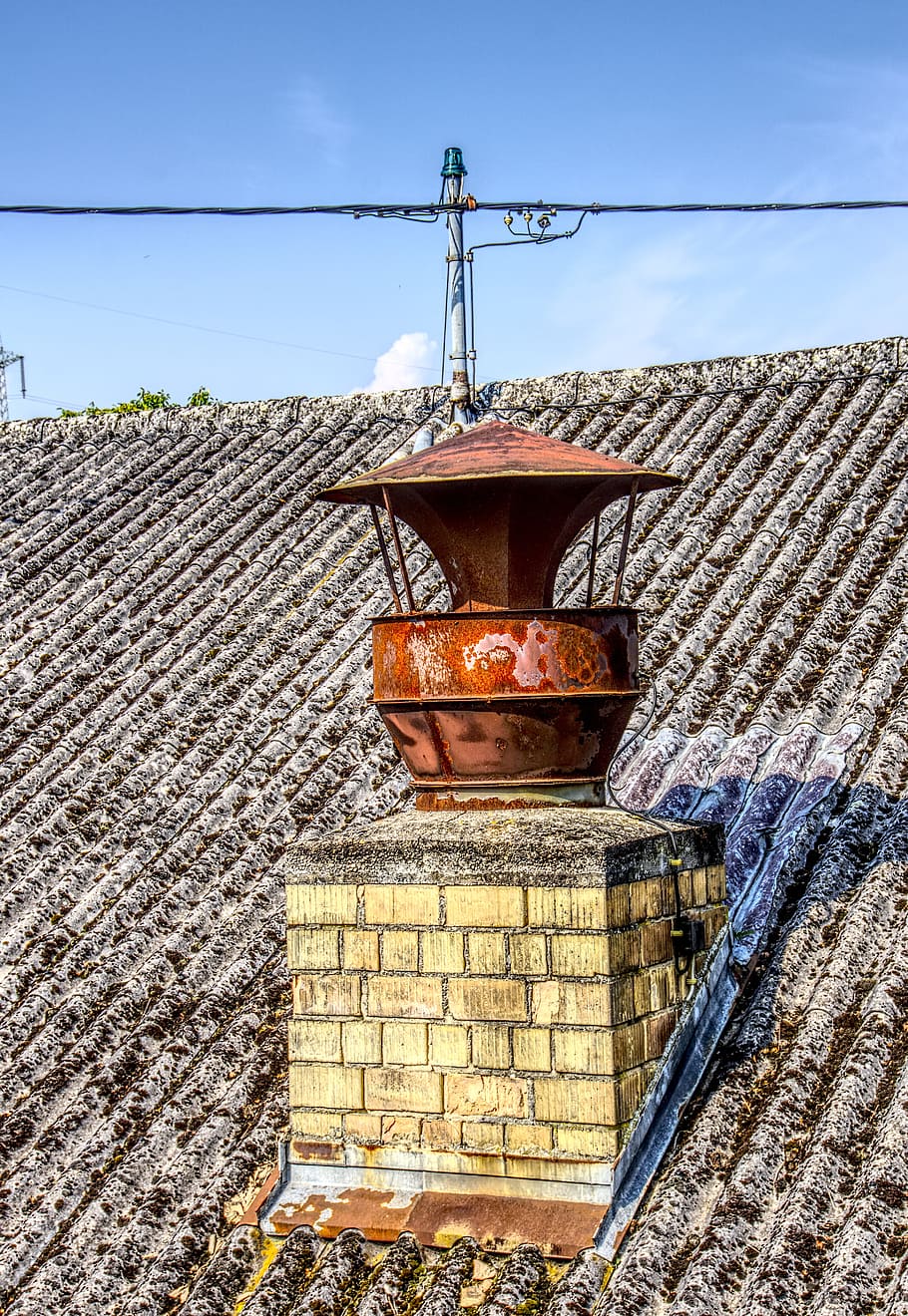 chimney, fireplace, iron, stainless, old, roof, brick, roofs