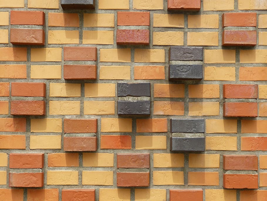 wall, clinker, stone wall, facade, structure, hauswand, symmetrical HD wallpaper