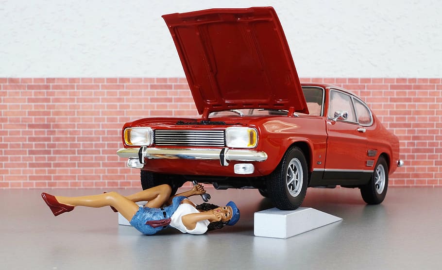model car, ford, ford capri, mechanic, workshop, auto, oldtimer HD wallpaper