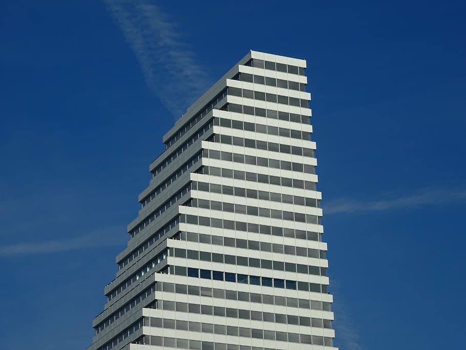 skyscraper, tower, blue, luxury, blue sky, white, architecture HD wallpaper