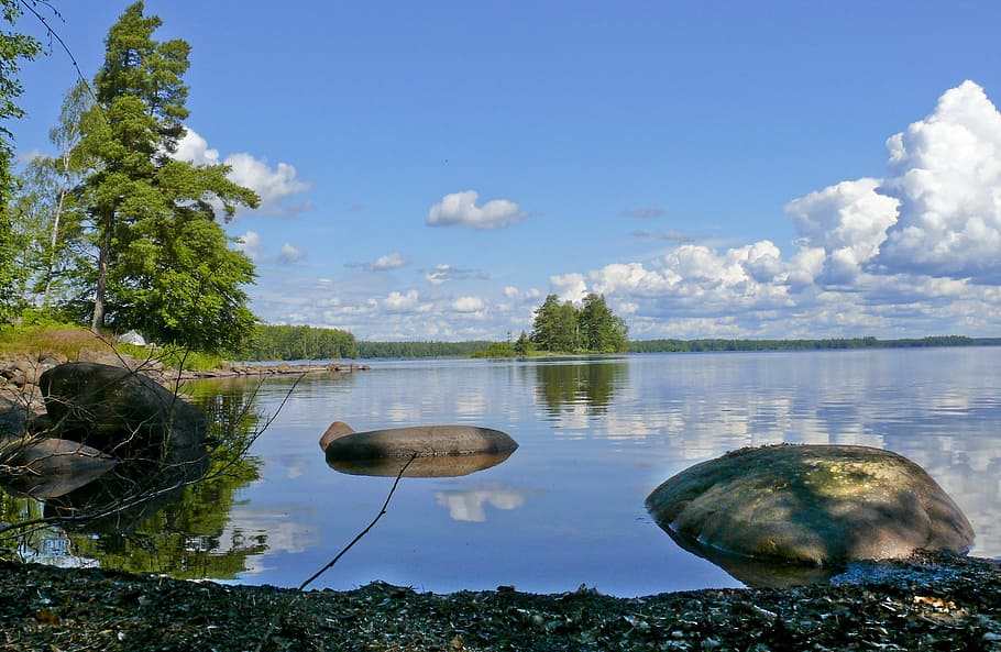 Lake, Sweden, Reflections, no people, water, sky, day, outdoors HD wallpaper