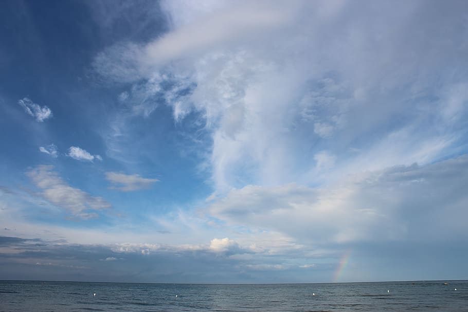 landscape, sea, rainbow, sky, clouds, nature, blue, cloud - Sky HD wallpaper