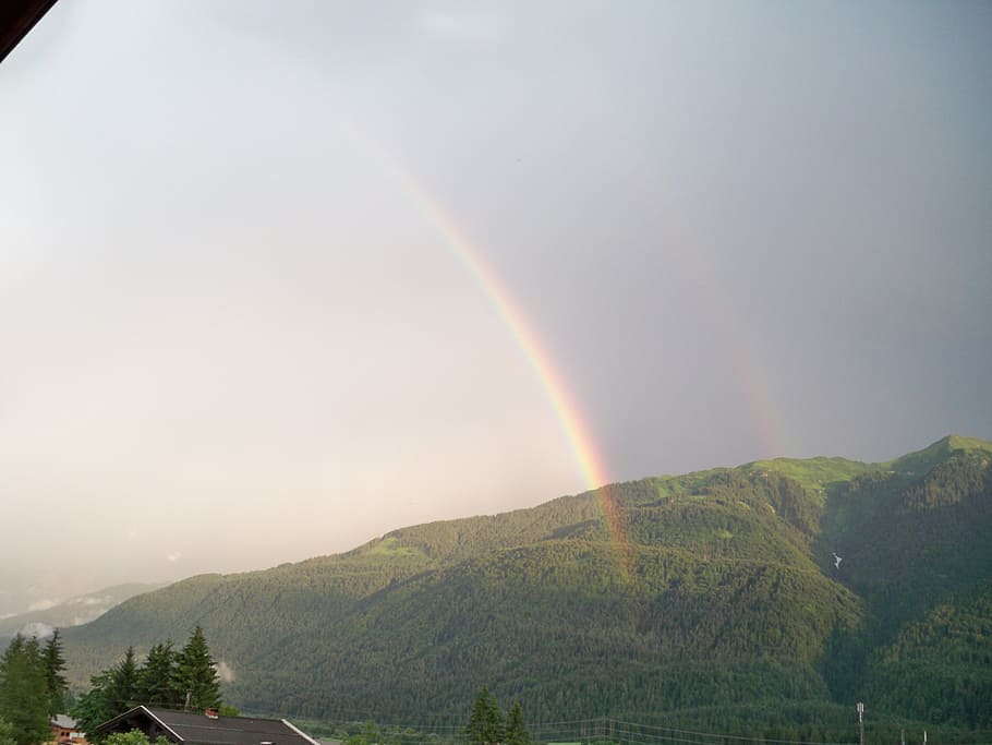 rainbow, double rainbow, natural spectacle, beauty in nature HD wallpaper