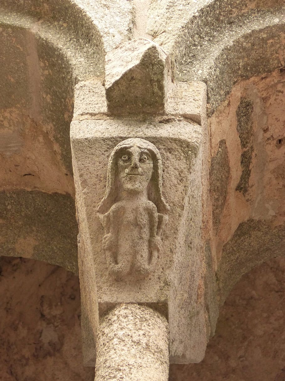 Siren, Capital, Romanesque, sant pere de rodes, stone material, HD wallpaper