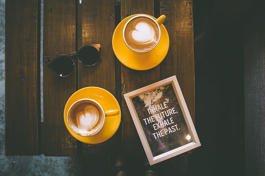 photo of two teacups with coffe near sunglasses, coffee, drink HD wallpaper