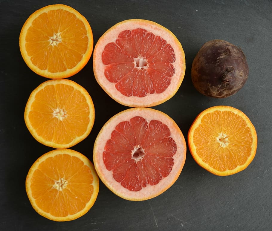sliced citrus, beet root, grapefruit, orange, food, freshness, HD wallpaper
