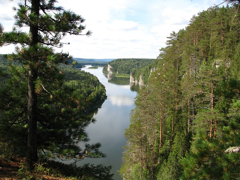 the vishera river, height, rocks, forest, travel, perm krai HD wallpaper