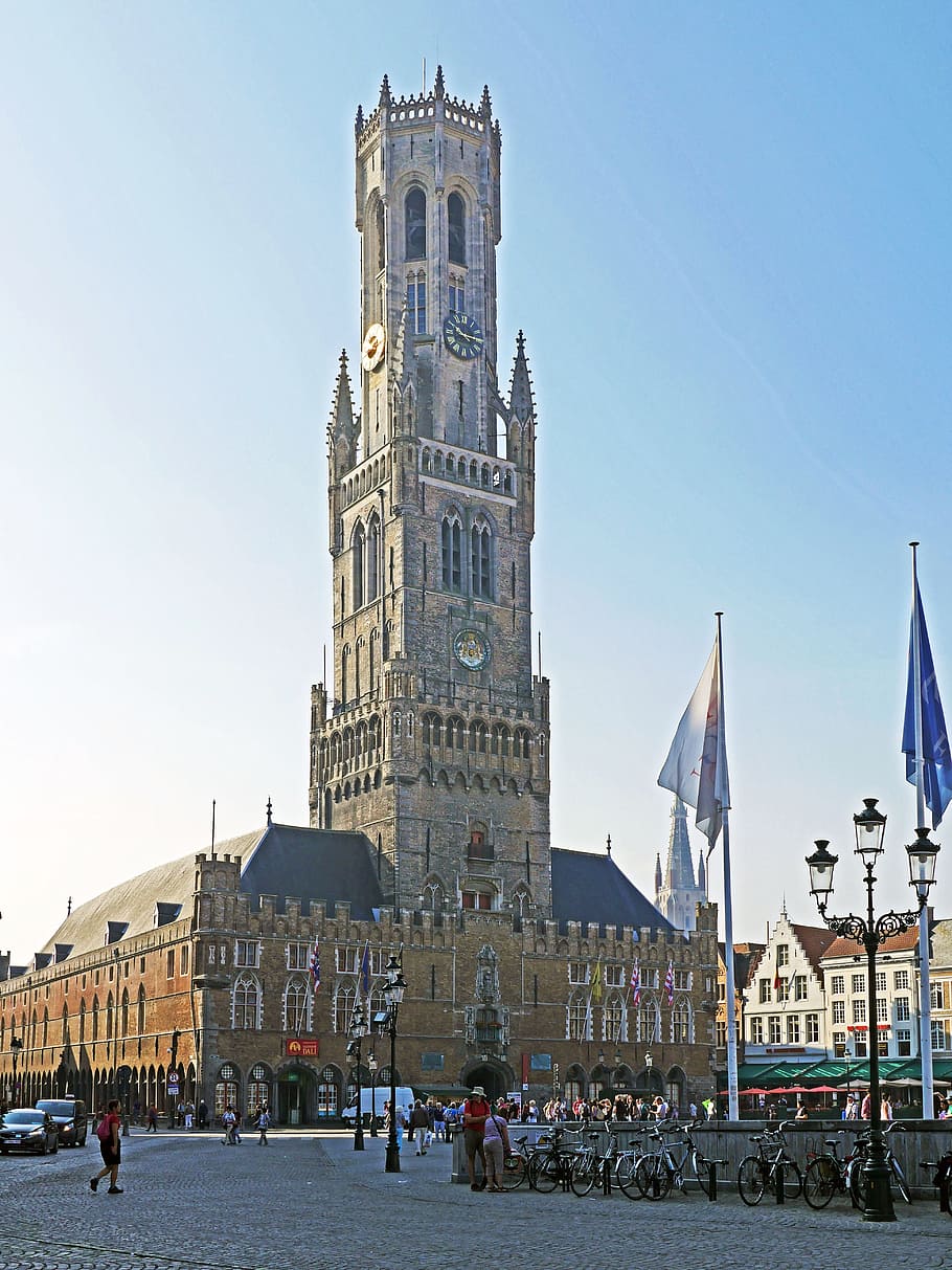 bruges, belfry, landmark, centrum, world heritage site, large market HD wallpaper