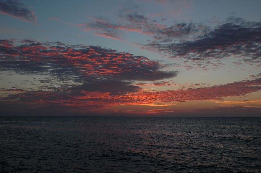sea, sky, clouds, sunset, pacific, scenics - nature, water HD wallpaper