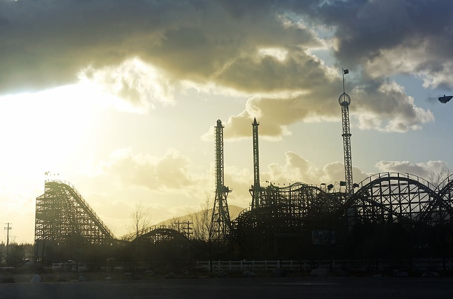 roller coaster, theme park, amusement, ride, entertainment HD wallpaper