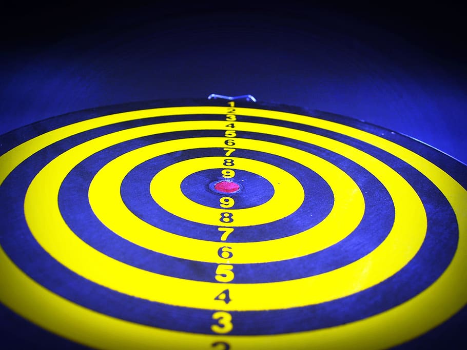 round blue and white dartboard illustration, accuracy, achieve HD wallpaper