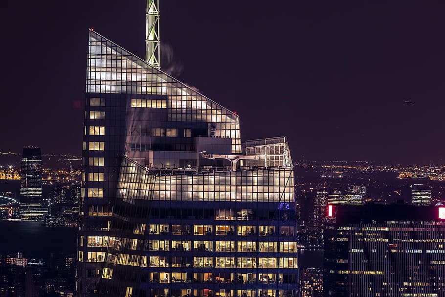 lighted building during night time, architecture, urban Scene HD wallpaper