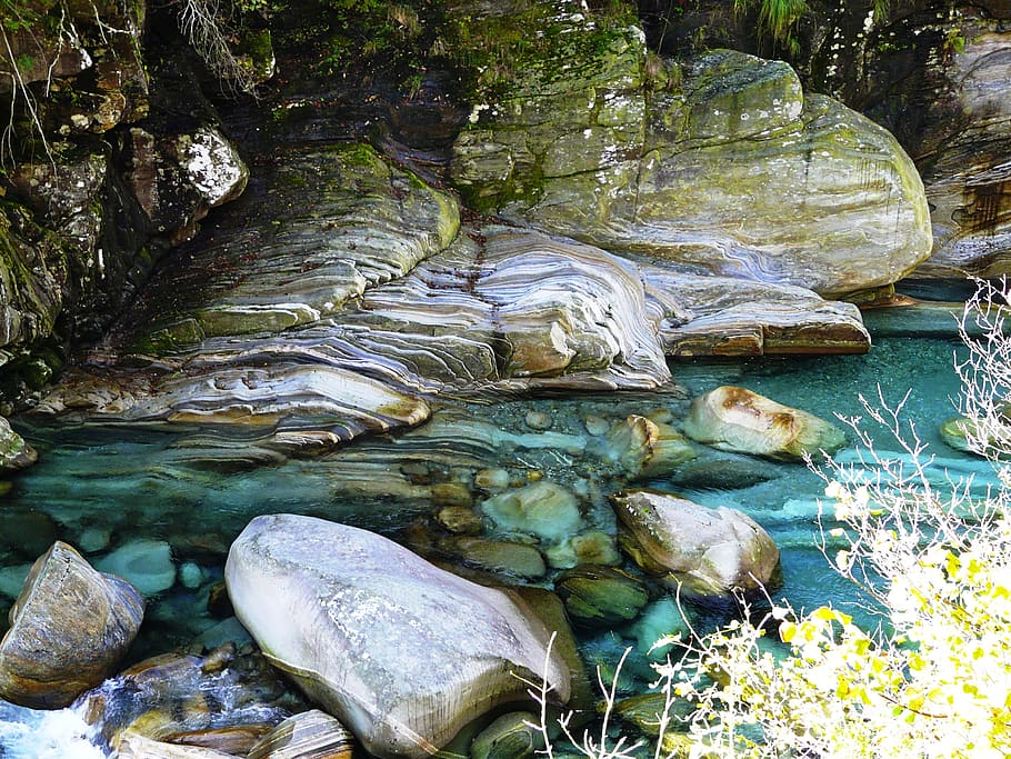 verzasca, river, water, rock, rock - object, solid, beauty in nature HD wallpaper