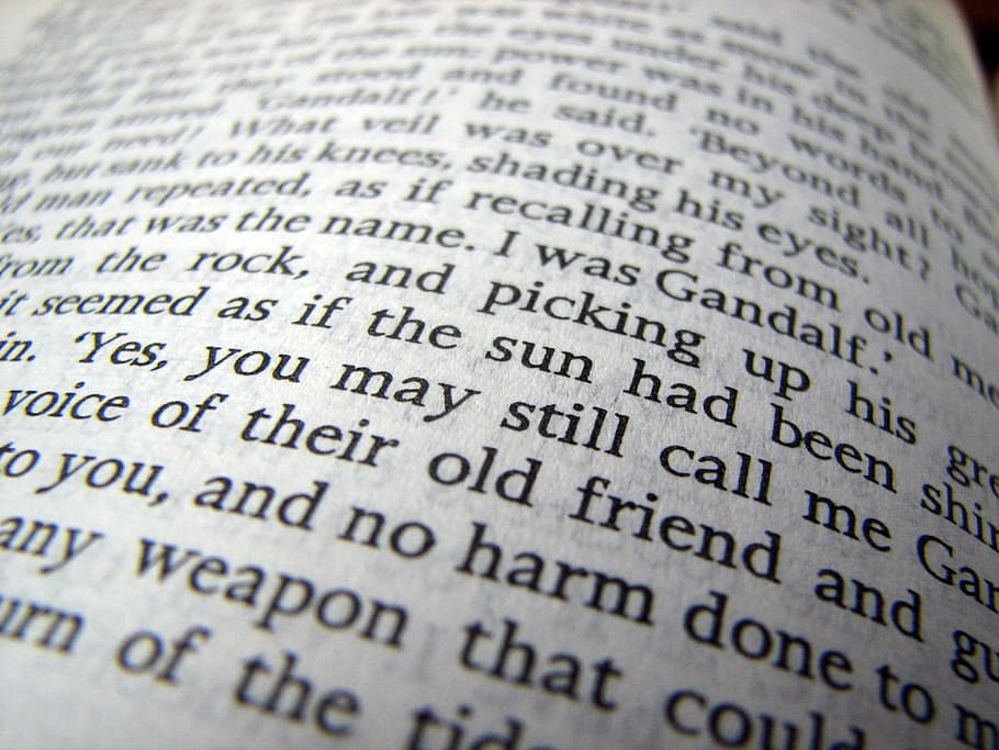 words on a book page