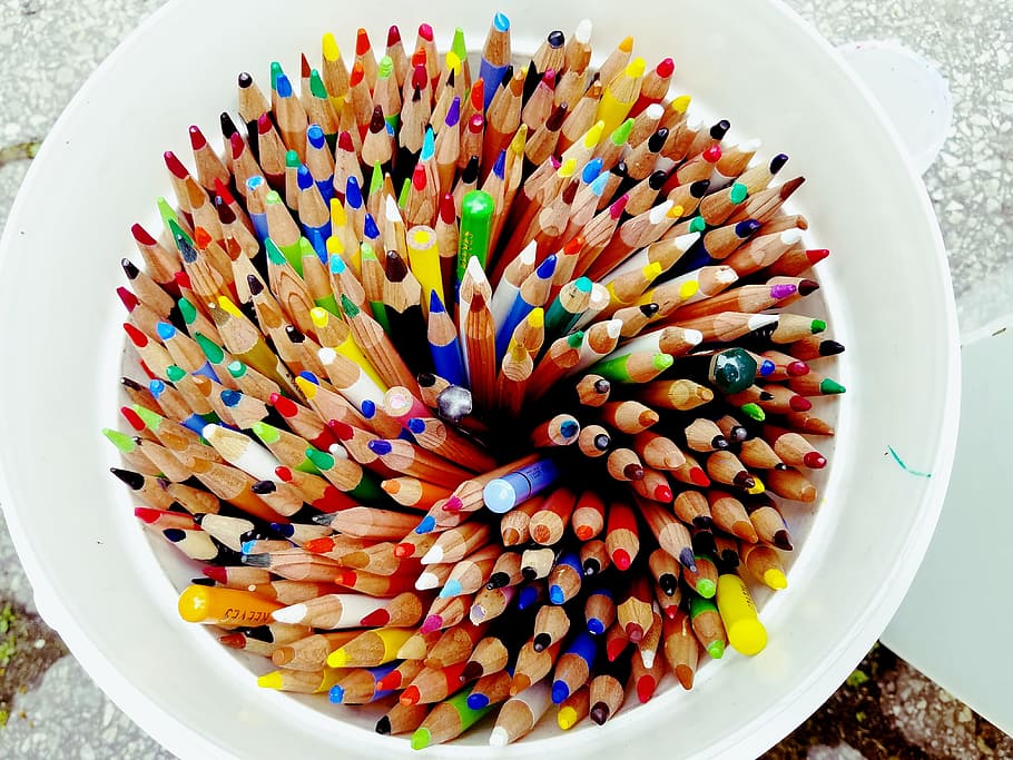 Pencil, Colorful, drawing, multi colored, variation, colored pencil HD wallpaper