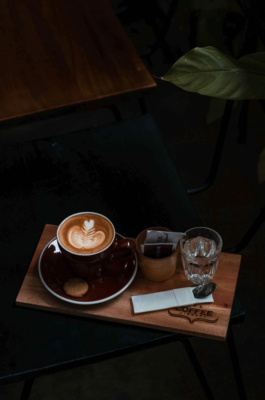 flat lay photography of flower latte set on tray, cup of latte HD wallpaper