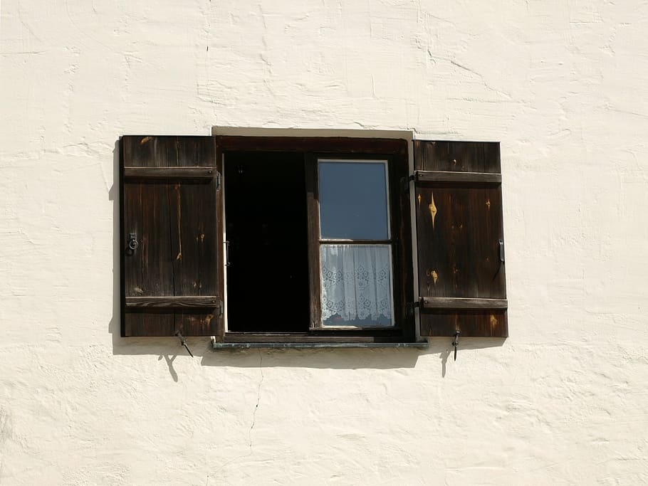 Window, Open, Shutters, Facade, Frame, wall, house wall, old house HD wallpaper