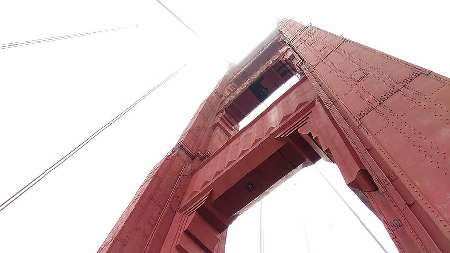low angle photograph of Golden Gate, New York, low angle photography of Golden Gate Bridge HD wallpaper