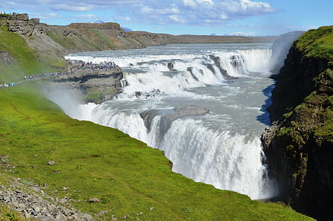 Waterfall, Gullfoss, Iceland, Nature, landscape, river, enormous HD wallpaper