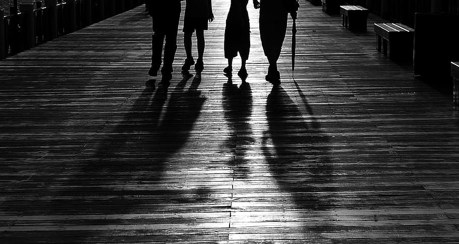 HD wallpaper: Silhouette of 4 Person Walking, black-and-white, friends,  group | Wallpaper Flare