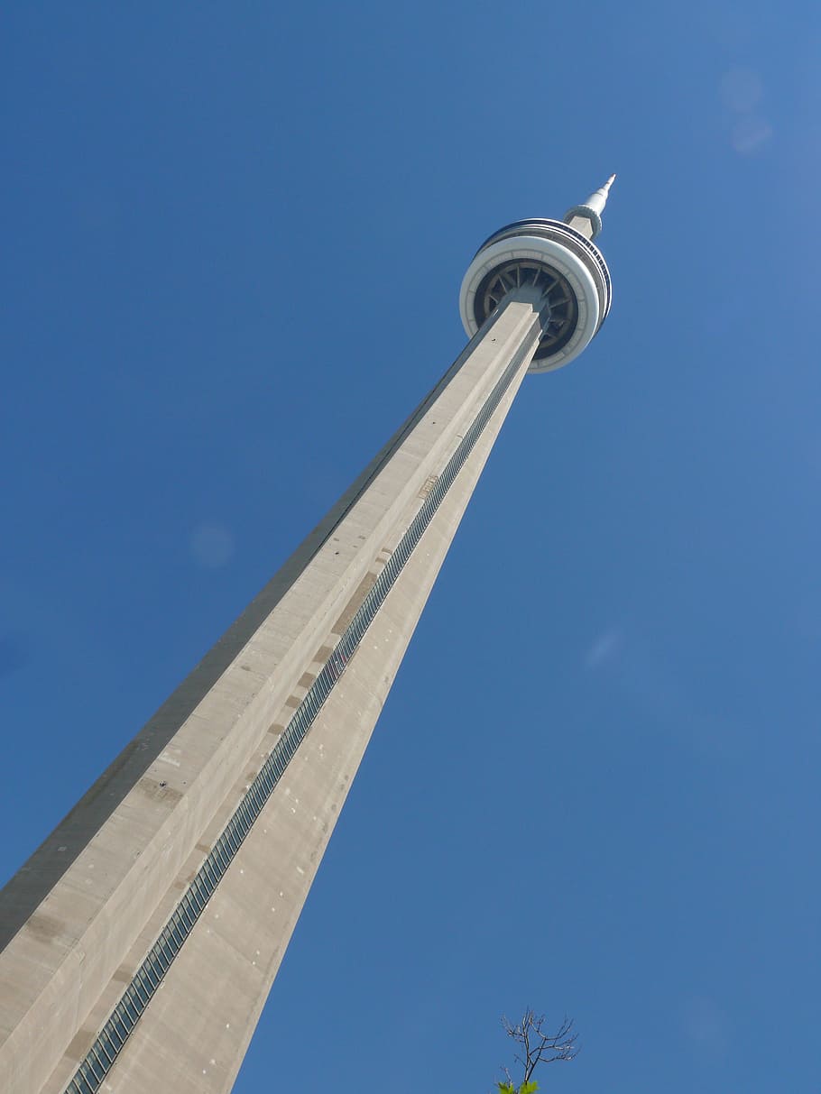 tower, canada, toronto, architecture, famous Place, sky, low angle view HD wallpaper