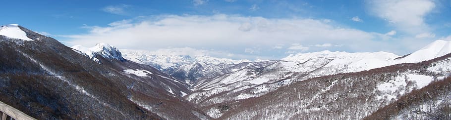 snow, nature, winter, panoramic, panoramic image, mountain HD wallpaper