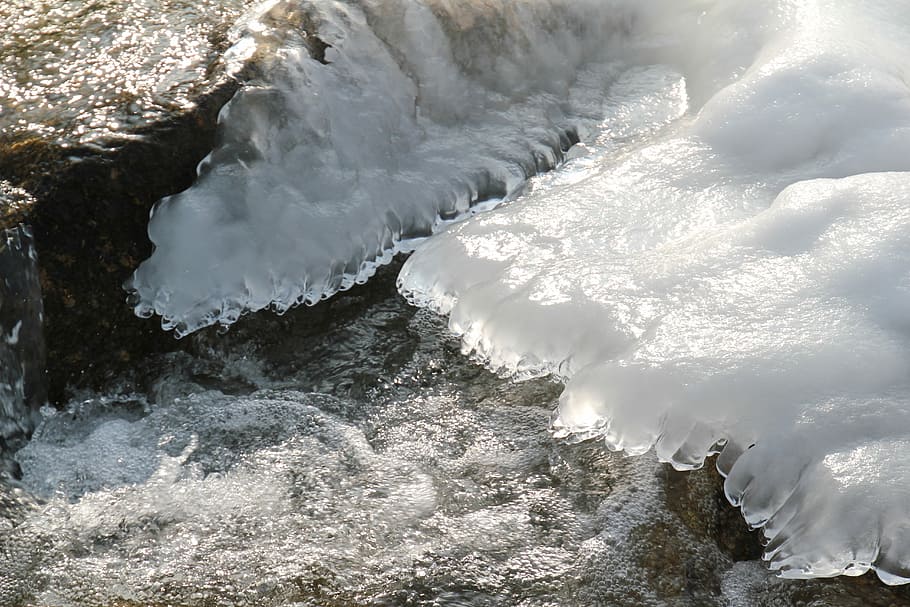 Icicle, River, Ice, Ice, Ice, Water, Winter, river ice, cold HD wallpaper