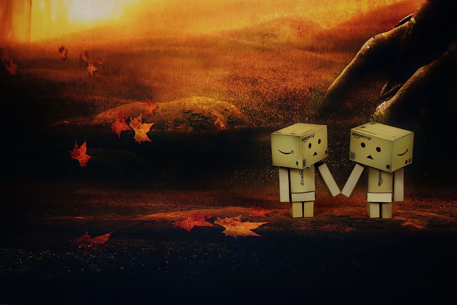 Danbo, Love, Romantic, Connectedness, romance, hold hands, cute HD wallpaper